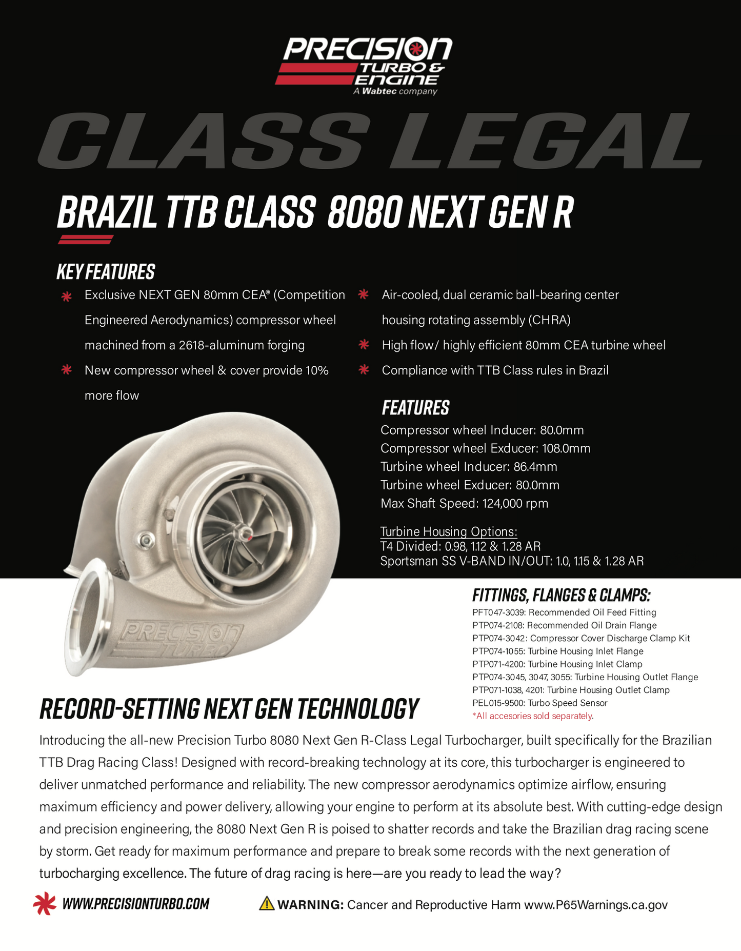 Precision Turbo and Engine - Sportsman Next Gen R 8080 CEA - Brazil TTB Class Legal Race Turbocharger